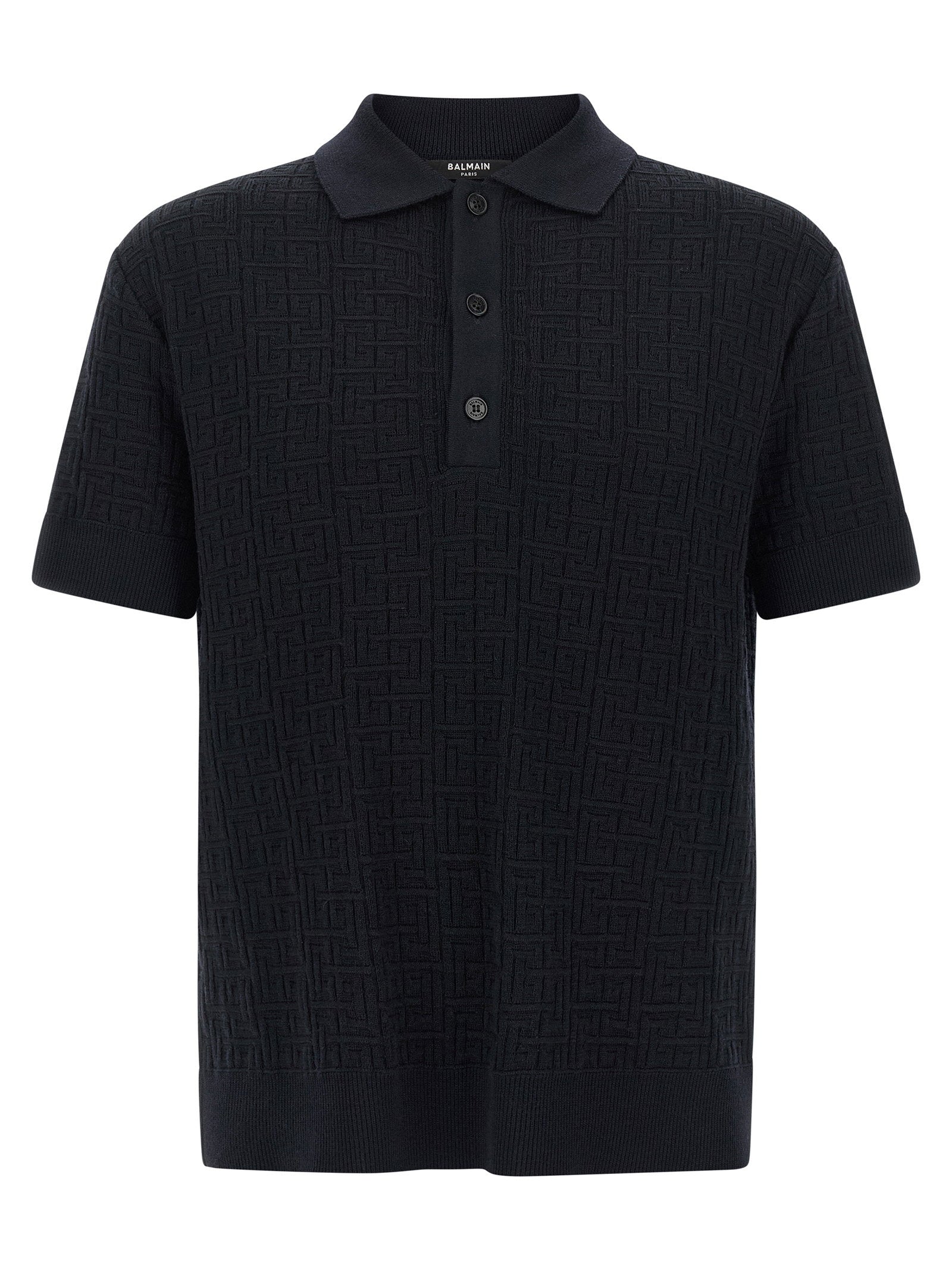 Balmain Monogram Knit Polo Shirt