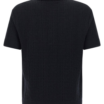 Balmain Monogram Knit Polo Shirt