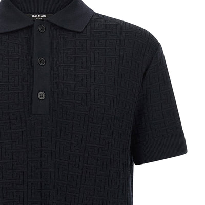 Balmain Monogram Knit Polo Shirt
