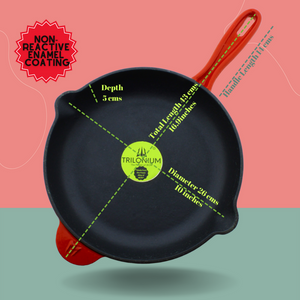 Trilonium Enamel Cast Iron 26 cm Skillet | Pan | Red