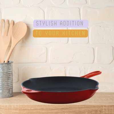 Trilonium Enamel Cast Iron 26 cm Skillet | Pan | Red