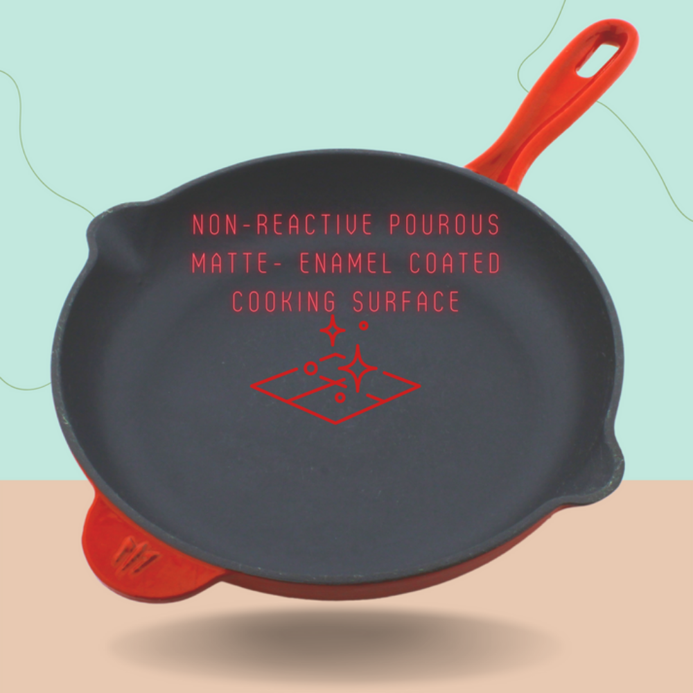 Trilonium Enamel Cast Iron 26 cm Skillet | Pan | Red