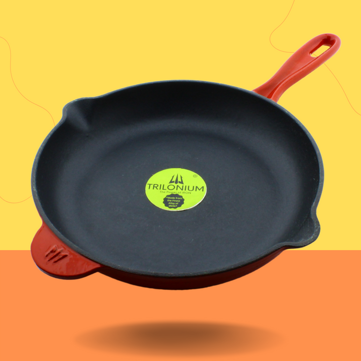 Trilonium Enamel Cast Iron 26 cm Skillet | Pan | Red