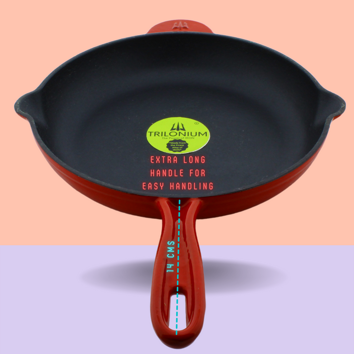 Trilonium Enamel Cast Iron 26 cm Skillet | Pan | Red