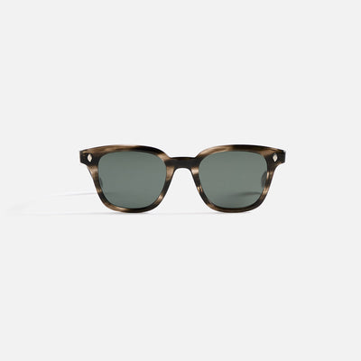 Garrett Leight Broadway Sunglass - Black Sleet Tortoise / Semi Flat Pure Blue Smoke