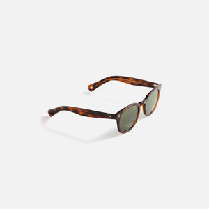 Garrett Leight Kinney II Sunglass - Spotted Brown Shell / Semi Flat Pure Green Polar