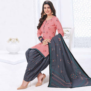 Maroon And Pink Printed Crepe & Leon Patiala Dress Material Pack Of 2