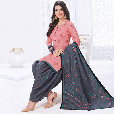 Maroon And Pink Printed Crepe & Leon Patiala Dress Material Pack Of 2