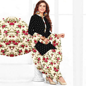 Maroon - Black Printed Leon Patiala Dress Material Pack Of 2