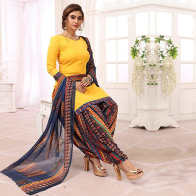 green-yellow-printed-crepe-leon-patiala-dress-material-pack-of-2