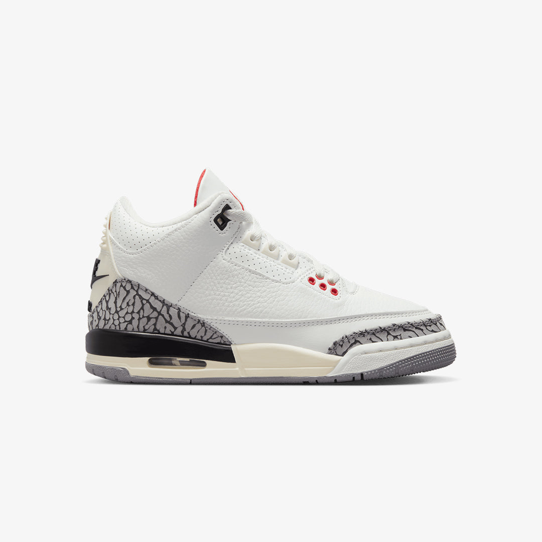 Jordan | AIR JORDAN 3 RETRO  { SUMMIT WHITE/FIRE RED-BLACK-CEMENT GREY