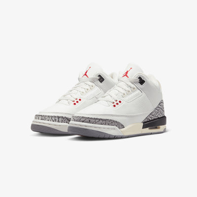 Jordan | AIR JORDAN 3 RETRO  { SUMMIT WHITE/FIRE RED-BLACK-CEMENT GREY