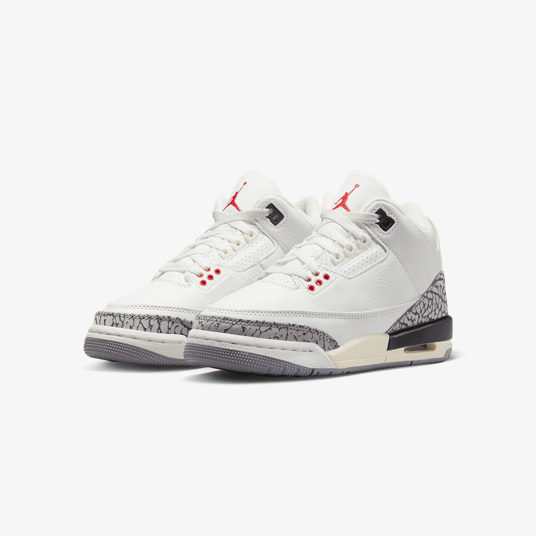 Jordan | AIR JORDAN 3 RETRO  { SUMMIT WHITE/FIRE RED-BLACK-CEMENT GREY