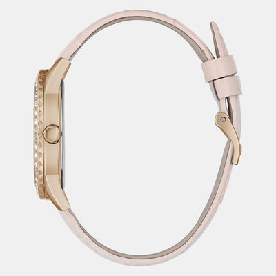 Guess Dress Women Quartz Rose Gold Dial Analog Leather Watch GW0032L2