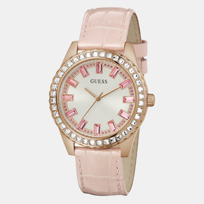 Guess Dress Women Quartz Rose Gold Dial Analog Leather Watch GW0032L2