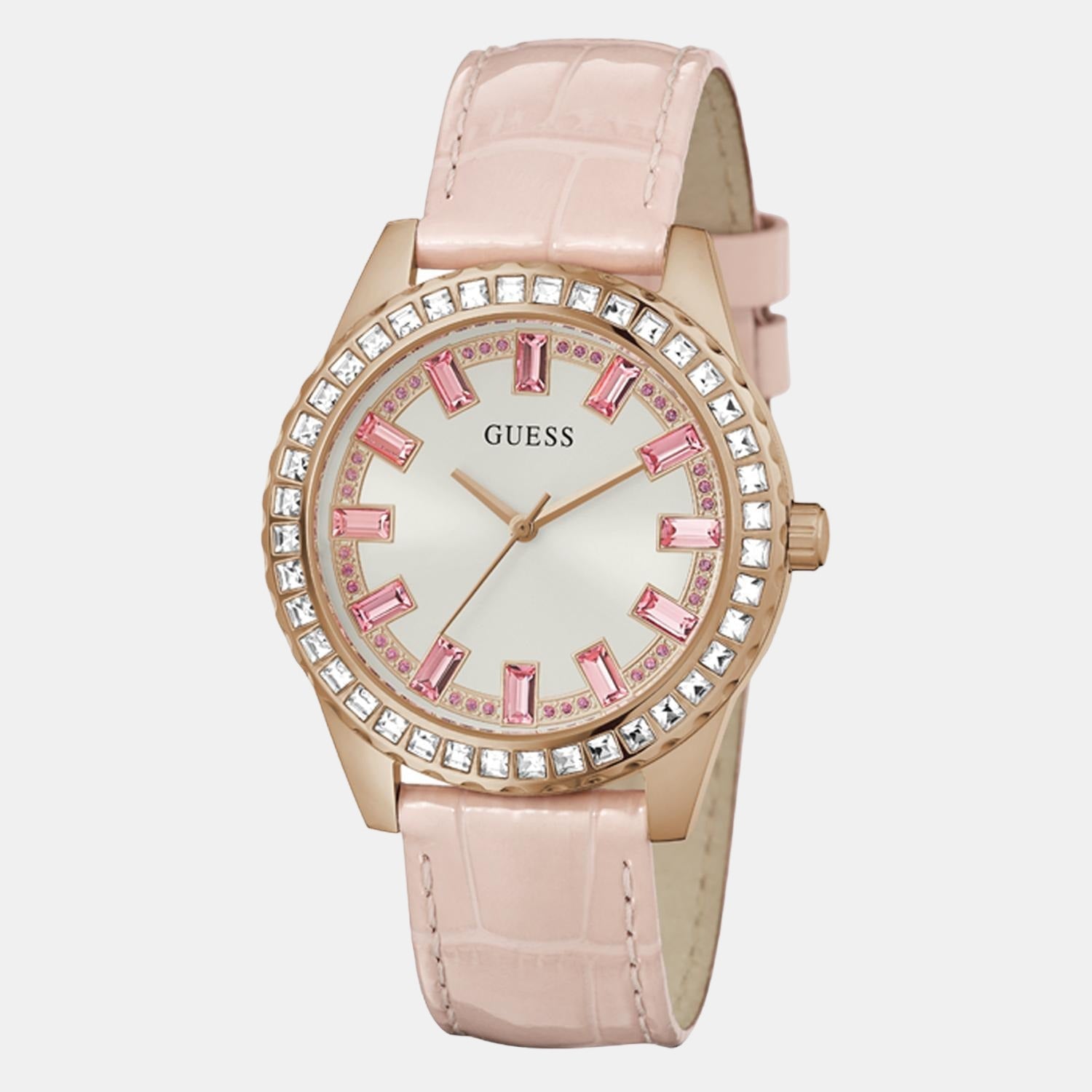 Guess Dress Women Quartz Rose Gold Dial Analog Leather Watch GW0032L2