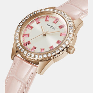 Guess Dress Women Quartz Rose Gold Dial Analog Leather Watch GW0032L2