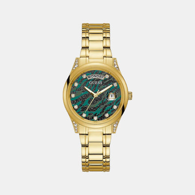 Aura Women Quartz Green Dial Analog Stainless Steel Watch GW0047L3