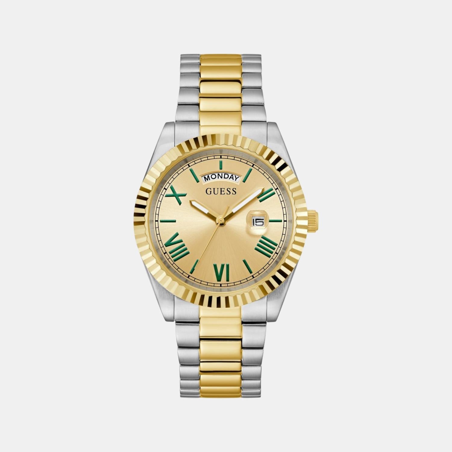 Guess Dress Men Quartz Champagne Dial Analog Stainless Steel Watch GW0265G14