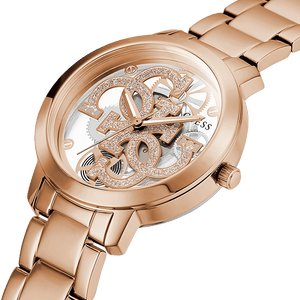 Guess Quattro Clear Rose Gold Dial Women 37mm