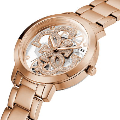 Guess Quattro Clear Rose Gold Dial Women 37mm