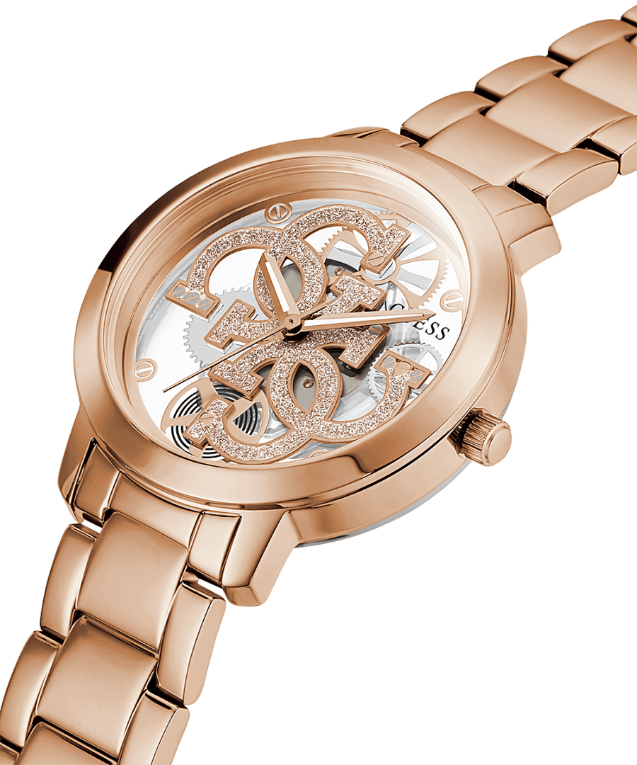 Guess Quattro Clear Rose Gold Dial Women 37mm