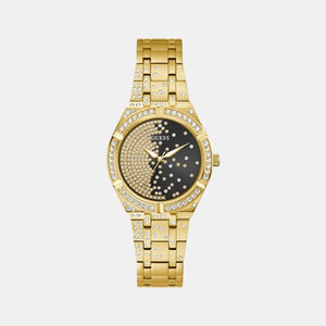 After glow Women Quartz Gold Dial Analog Stainless Steel Watch GW0312L2