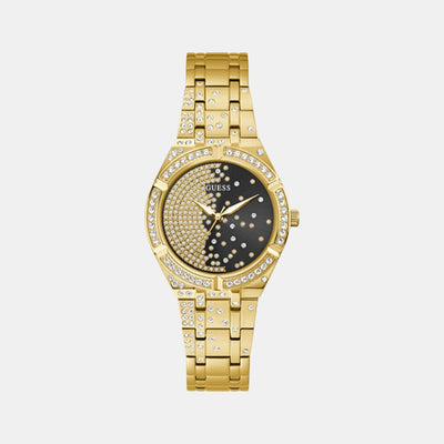 After glow Women Quartz Gold Dial Analog Stainless Steel Watch GW0312L2