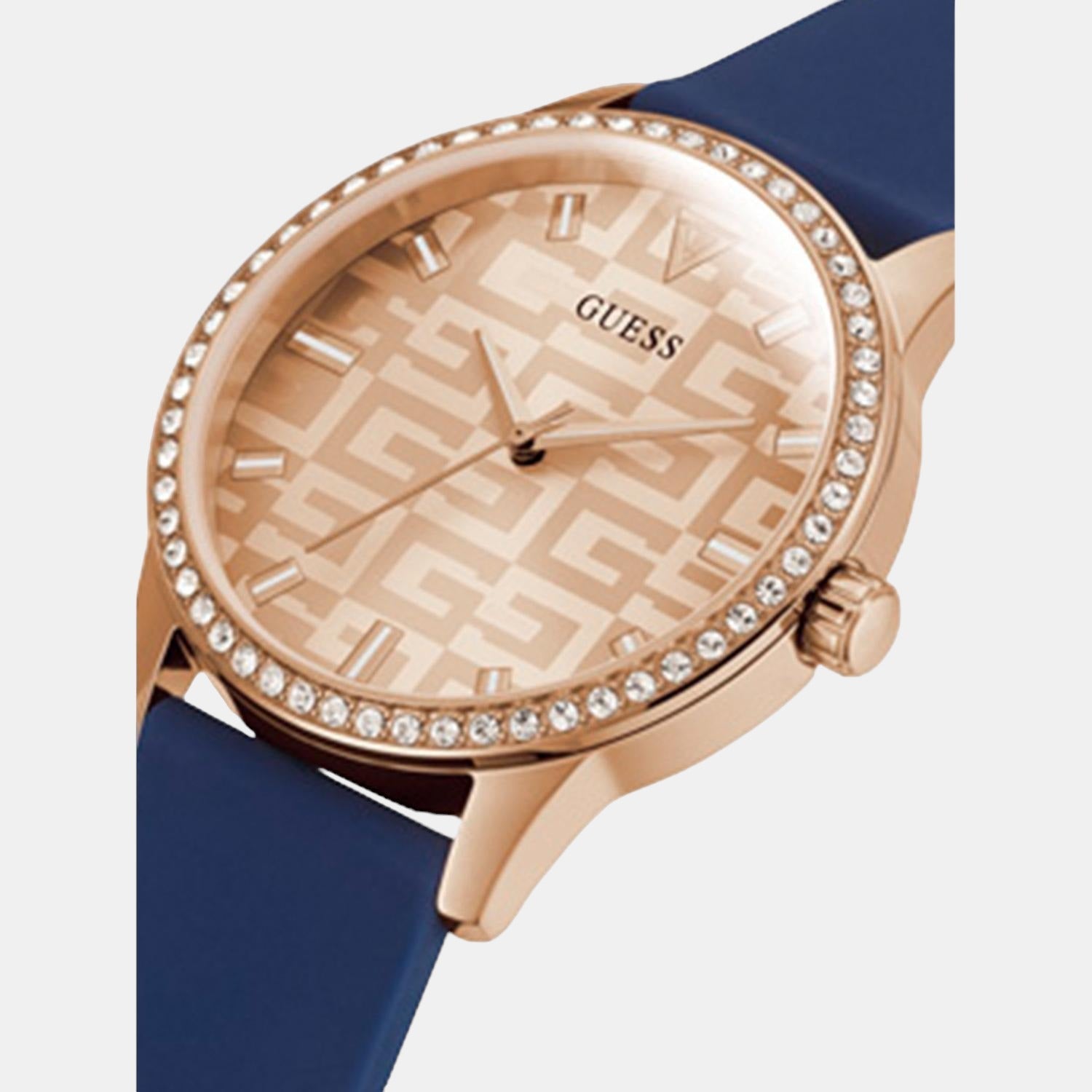 G Check Women Quartz Rose Gold Dial Analog Silicone Watch GW0355L2