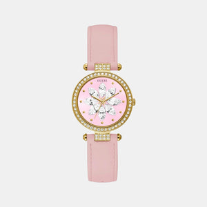 Full Bloom Women Quartz Pink Dial Analog Leather Watch GW0382L1