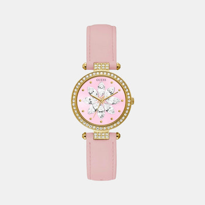 Full Bloom Women Quartz Pink Dial Analog Leather Watch GW0382L1