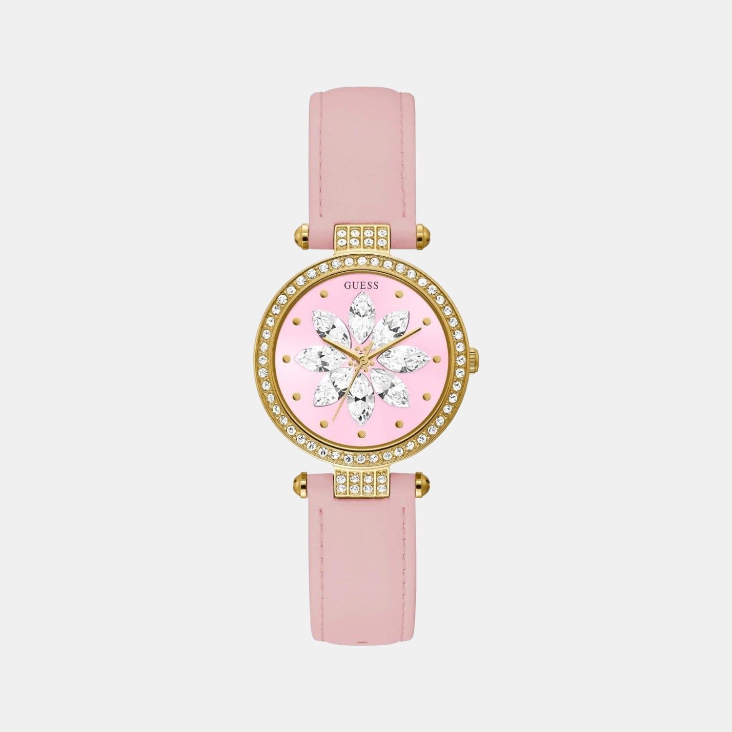 Full Bloom Women Quartz Pink Dial Analog Leather Watch GW0382L1