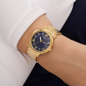 Dawn Women Quartz Blue Dial Analog Stainless Steel Watch GW0404L4