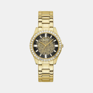 Glitter Burst Women Quartz Black Dial Analog Stainless Steel Watch GW0405L2
