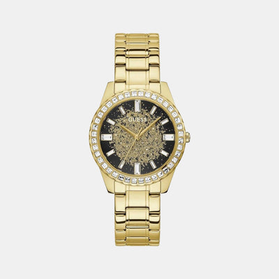 Glitter Burst Women Quartz Black Dial Analog Stainless Steel Watch GW0405L2