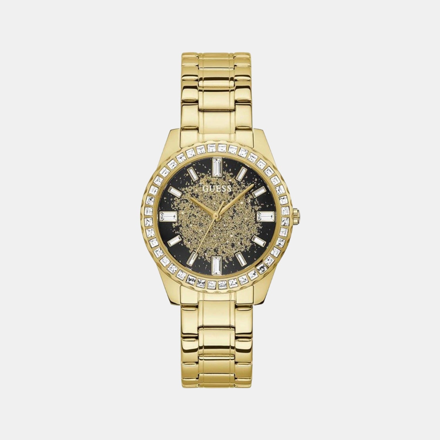 Glitter Burst Women Quartz Black Dial Analog Stainless Steel Watch GW0405L2