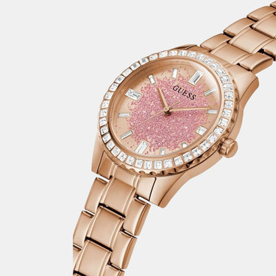 Glitter Burst Women Quartz Rose Gold Dial Analog Stainless Steel Watch GW0405L3