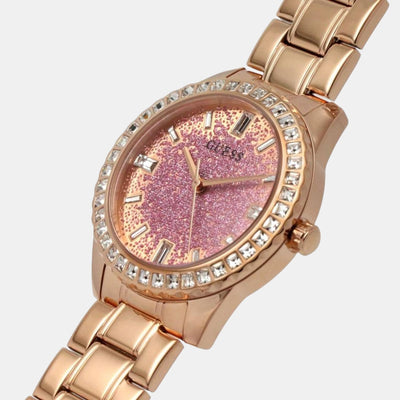 Glitter Burst Women Quartz Rose Gold Dial Analog Stainless Steel Watch GW0405L3