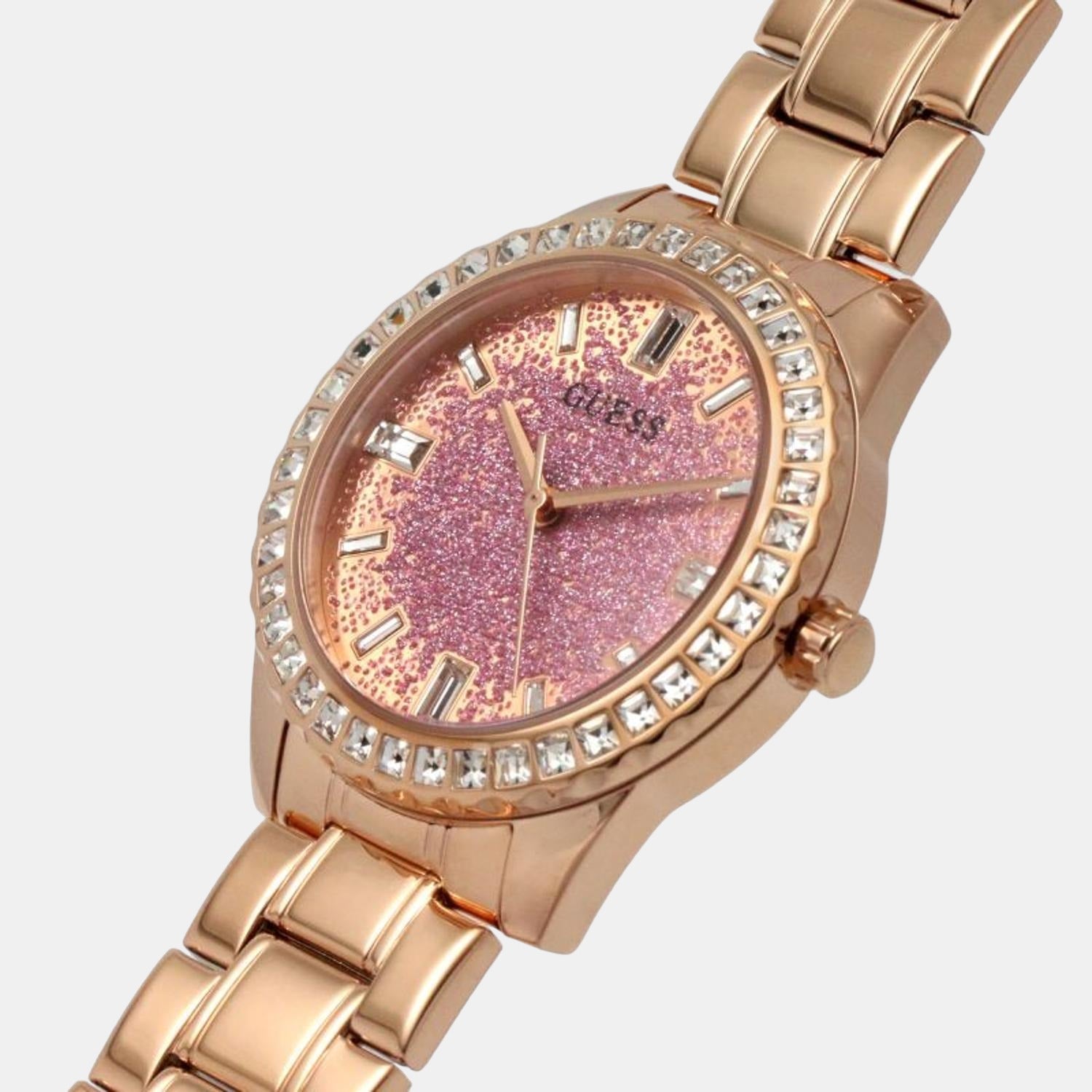 Glitter Burst Women Quartz Rose Gold Dial Analog Stainless Steel Watch GW0405L3