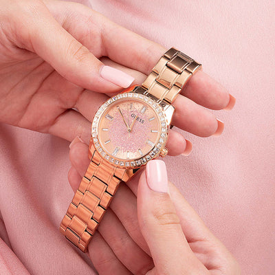 Guess Glitter Burst Rose Gold Dial Women 38mm