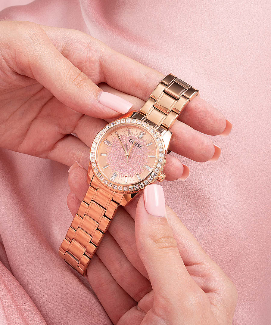 Guess Glitter Burst Rose Gold Dial Women 38mm