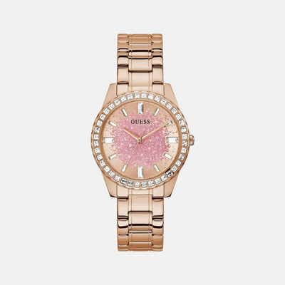 Glitter Burst Women Quartz Rose Gold Dial Analog Stainless Steel Watch GW0405L3