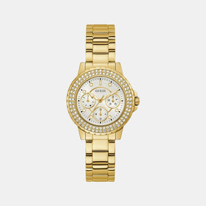 Crown Jewel Women Quartz Gold Dial Chronograph Stainless Steel Watch GW0410L2