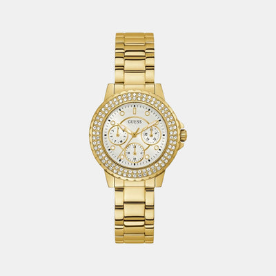 Crown Jewel Women Quartz Gold Dial Chronograph Stainless Steel Watch GW0410L2