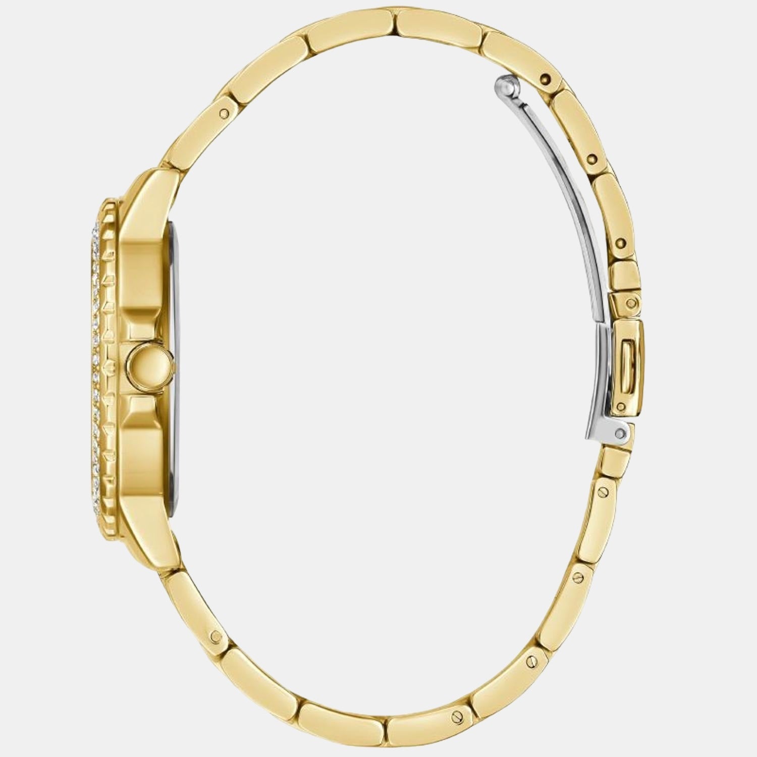 Crown Jewel Women Quartz Gold Dial Chronograph Stainless Steel Watch GW0410L2
