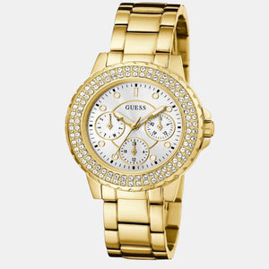 Crown Jewel Women Quartz Gold Dial Chronograph Stainless Steel Watch GW0410L2