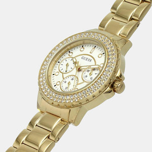 Crown Jewel Women Quartz Gold Dial Chronograph Stainless Steel Watch GW0410L2