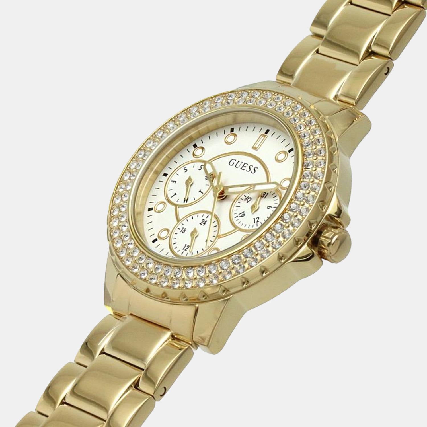 Crown Jewel Women Quartz Gold Dial Chronograph Stainless Steel Watch GW0410L2
