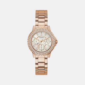 Crwon Jewel Women Quartz Rose Gold Dial Chronograph Stainless Steel Watch GW0410L3