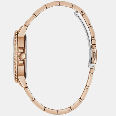 Crwon Jewel Women Quartz Rose Gold Dial Chronograph Stainless Steel Watch GW0410L3